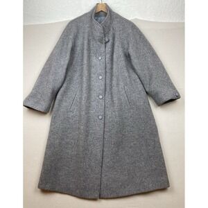 Canda Pure Wool Women's Long Coat Size C&A Short Fitting UK 16 Gray Made in UK